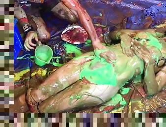 VERY Naughty Sexy Girl, playing with Custard Pies and Messy Slime (Trailer)