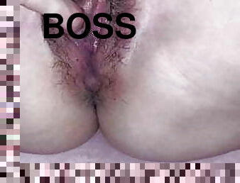 My boss touches my juicy pussy