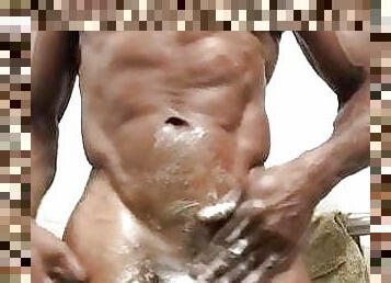 papa, énorme, masturbation, énorme-bite, gay, massage, black, secousses, pappounet, musclé