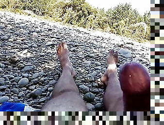 masturbation, en-plein-air, public, amateur, gay, plage