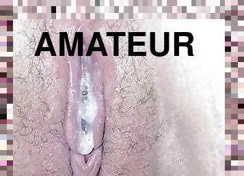 doggy, muschi, ehefrau, dilettant, mamma, creampie, fest-tight