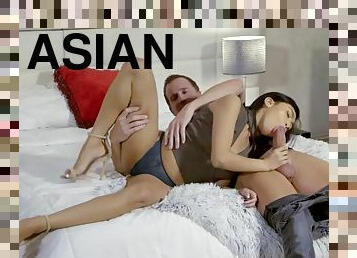 Asian mature Lucky Starr gets fucked so hard by a perverted big cock guy