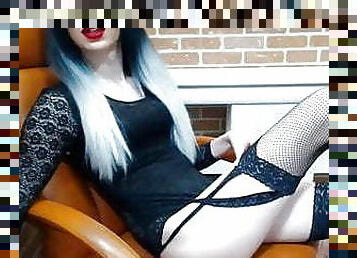 Sexy TS In Stockings With Hot Fat Cock On Webcam By -SiNNE-