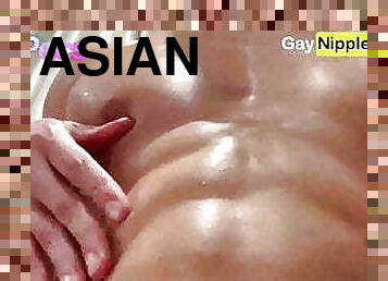asiático, mamilos, gay, massagem, musculado, gay-adolescente