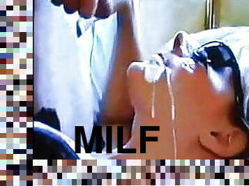 énorme, amateur, fellation, ejaculation-sur-le-corps, milf, maison, sur-le-visage, blonde