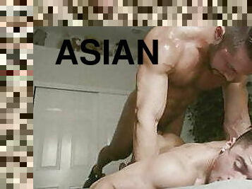 asiatique, papa, interracial, gay, branlette, gangbang, couple, sexe-de-groupe, pappounet
