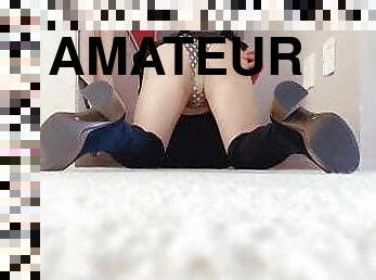 collants, chatte-pussy, amateur, maison, doigtage, point-de-vue, culotte, ejaculation, horny, humide