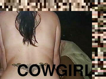 chevauchement, cow-girl, bite
