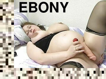 gros-nichons, poilue, masturbation, ébène, énorme-bite, jouet, belle-femme-ronde, gode