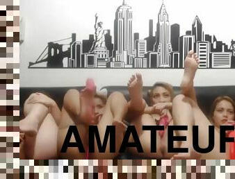 masturbaatio, juhlat, amatööri, lesbo-lesbian, lelu, ryhmäseksi