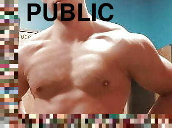 Gym pump and flexing in public locker rooms 