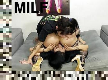 anal, lesbisk, milf, latiner, sort, kyssende