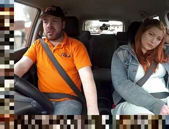 Curvy ginger brit cock rides driving instructor