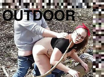 MyDirtyHobby - Big ass curvy teen gets an outdoor creampie in the woods