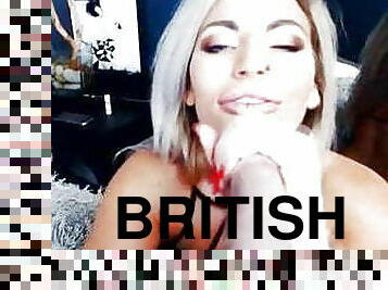British blonde Faith with long pierced tongue to jizz on