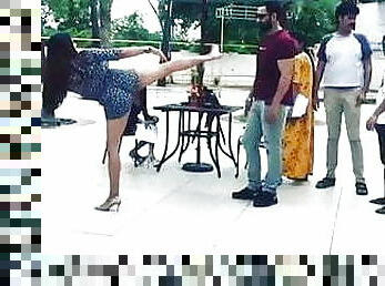 Pooja Laxmi Joshi Kicking To Hero In Shooting