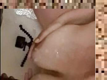 Blowjob in the shower and cum on tits