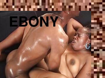 Ebony BBW gets hard mouth and pussy fuck from a young dude with big dick