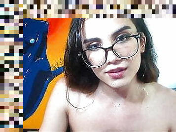 gafas, enorme, transexual, facial, webcam