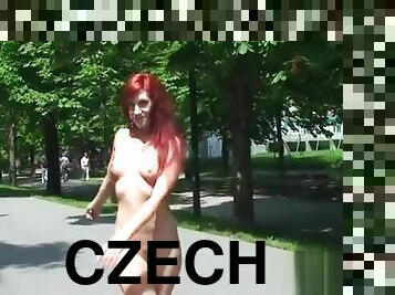 Perfect Redhead Czech Cute Walks Naked In Public Park