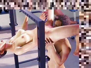 Sex Gym 3D Anilingus in a public place