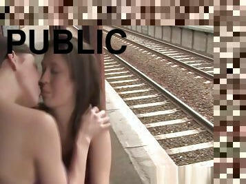 Busy Public Station Lesbian Pussy Action