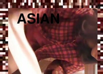 Asian teen drinks piss