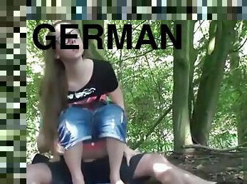 German couple fucks in the woods