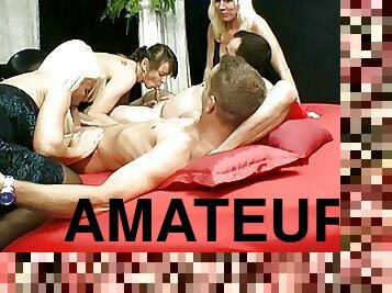 groß-titten, swingers, dilettant, blasen, erotisch-mutti, junge, schwer, selbst-gefertigt, deutsch, gangbang