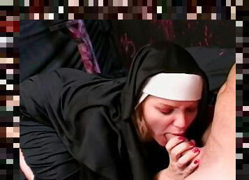 Naughty Nun Gets Freaky With A Clown And A Slutty Blonde