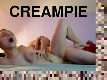 Daddy creampies tight teen pussy