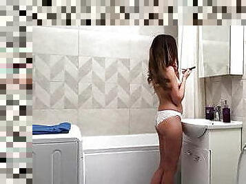 cul, baignade, masturbation, orgasme, chatte-pussy, babes, ados, doigtage, parfait, douche