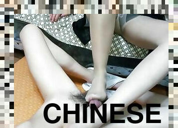 asiatique, collants, amateur, pieds, bas, point-de-vue, ejaculation, fétiche, chinoise, branlette-avec-les-pieds