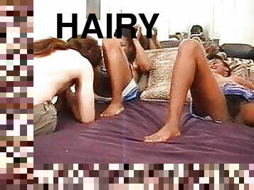 Lucky white guy fucks 3 hairy black girls