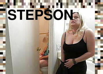 Stepson caught masturbating in the bathroom fucks stepmom