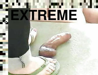 Undershoes-Miss Laurie extreme cock trample under flip flops