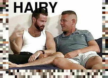 Hairy hung stud fucking guys ass