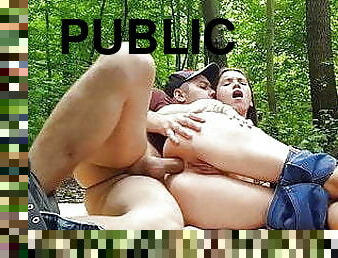Evelina Darling ass fucked in the park! Public pee in the park