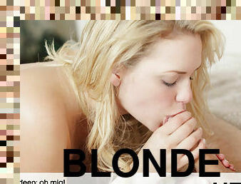 junge, blondine