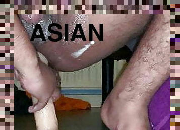 asiatique, énorme-bite, gay, arabe, gode, minet