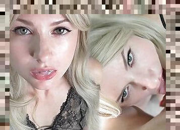 Hot Blonde Blowjob Big Cock until Cum in Mouth before Bedtime