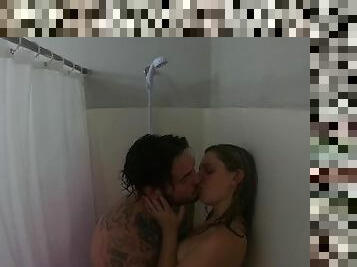 SLOPPY MAKEOUT & FINGERING IN SHOWER WITH HOT BLONDE!