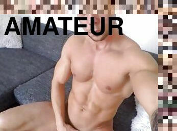 masturbation, amateur, énorme-bite, gay, secousses, solo, musclé, bite, masque