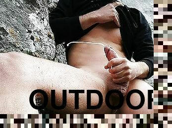 masturbation, en-plein-air, public, amateur, ejaculation-sur-le-corps, gay, sperme, solo