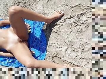 nudiste, public, chatte-pussy, femme, amateur, milf, maman, cam, plage, voyeur