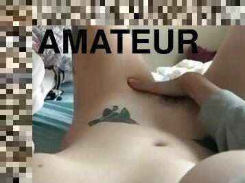 amateur, ados, doigtage, point-de-vue, blonde, solo, blanc, tatouage