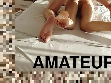 Amazing Amateur Morning Sex with Toe Sucking and Cum on Pussy