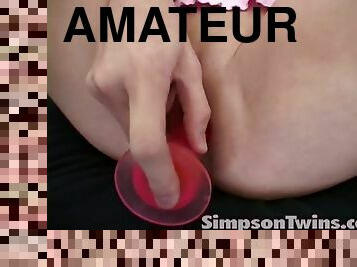 Simpson Twins Fingering and masturbating with dildo on their tight Pussy all together