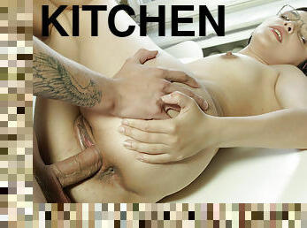 Alex Swon in Teeny facial in a kitchen