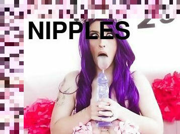 Hot Slut with big tits plays with bubbles